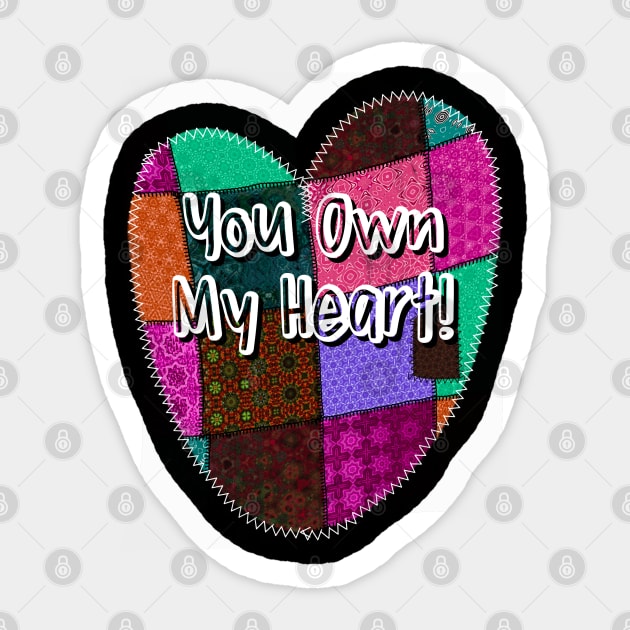 You Own My Heart Patchwork Style Sticker by Quirky And Funny Animals